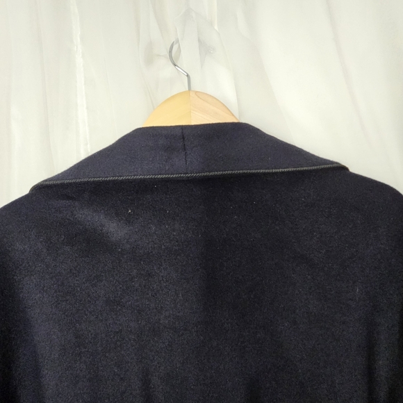 Saks Fifth Avenue Men's Full Length Navy Blue Robe Cashmere Silk Smoking Jacket - Picture 10 of 16
